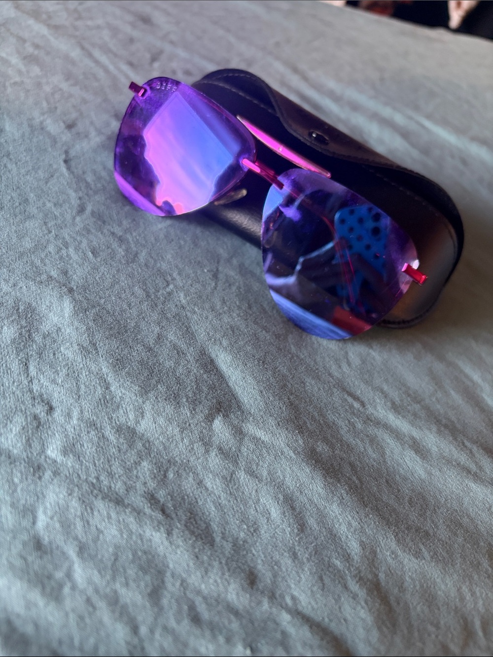 Women’s Sunglasses - Pink/Blue Mirrored Lenses
